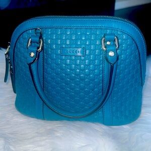 Gucci Mini Leather Crossbody Unique Teal with Gold plated Trim